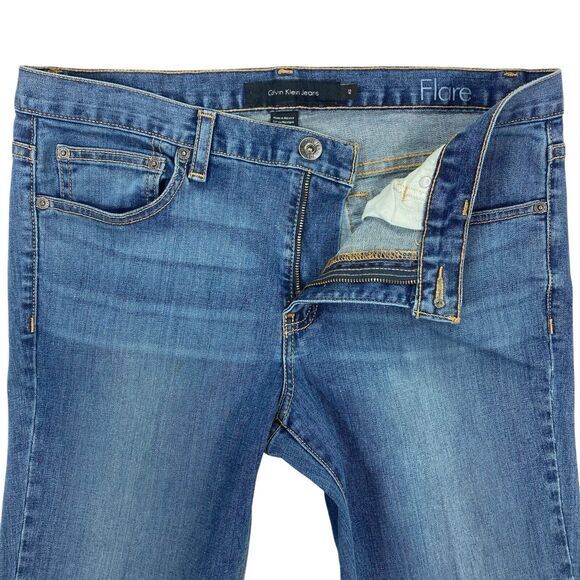 Calvin Klein Flare Leg Jeans 12 Blue Medium Wash Stretch Business Casual Denim - Picture 4 of 16